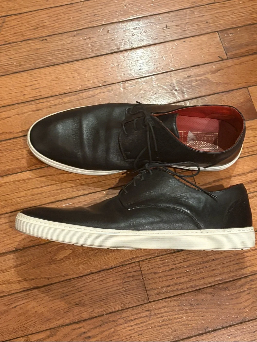 Men's MERCANTI FIORENTINI Black Leather Fashion Lace Up Sneakers Shoes 12